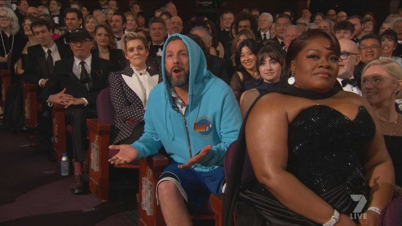 Adam Sandler during Conan O'Brien's Oscars speech  