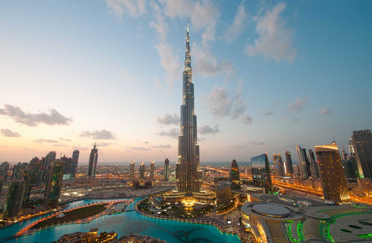 Futuristic skyscraper Burj Khalifa in Dubai