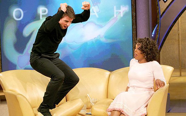 Tom Cruise jumps on Oprah Winfrey's couch on TV, 2005