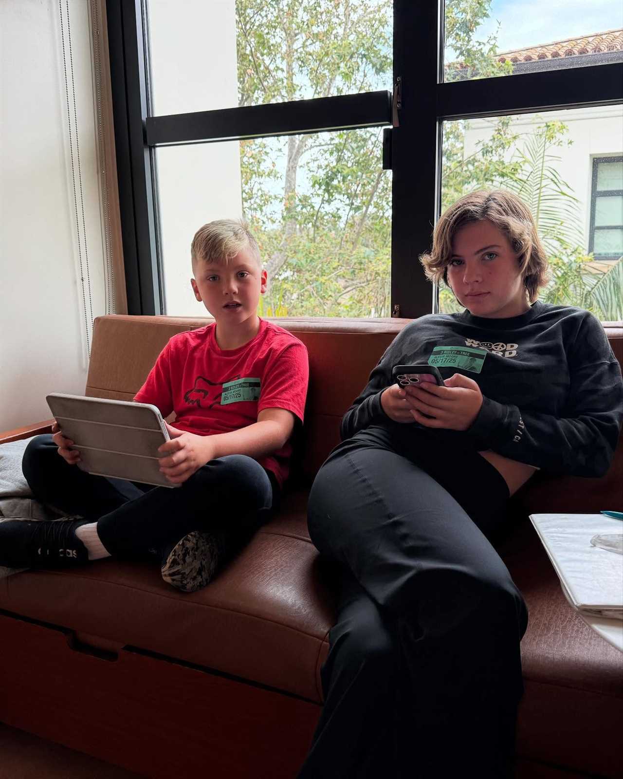 Pink and Carey Hart's kids Jameson and Willow visiting their dad in hospital