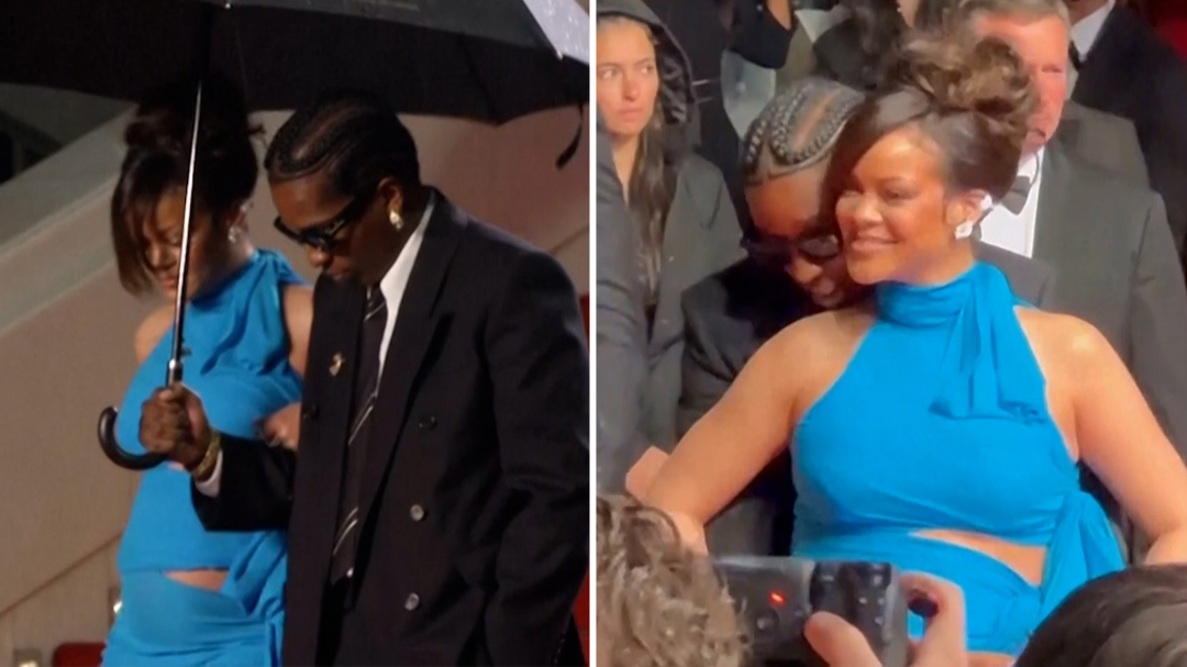 Rihanna proudly shows baby bump on Cannes Film Festival red carpet