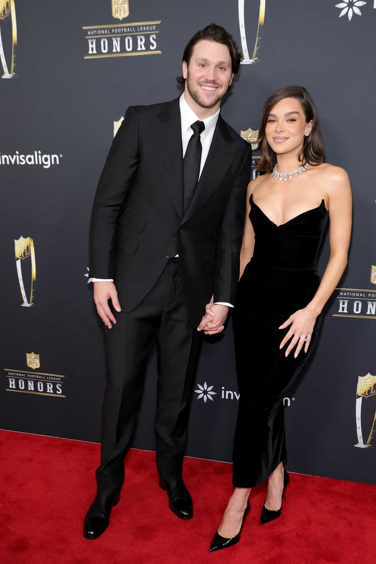Josh Allen and Hailee Steinfeld attend the 14th Annual NFL Honors at Saenger Theatre on February 06, 2025 in New Orleans, Louisiana.