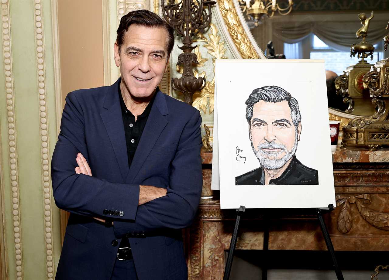 NEW YORK, NEW YORK - APRIL 24: George Clooney attends the unveiling ceremony for his Sardi's Caricature in honor of his performance in "Good Night, and Good Luck" at Sardi's on April 24, 2025 in New York City. (Photo by Jamie McCarthy/Getty Images)