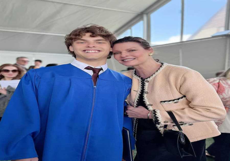 Linda Evangelista celebrates son's high school graduation with his step-mum Salma Hayek