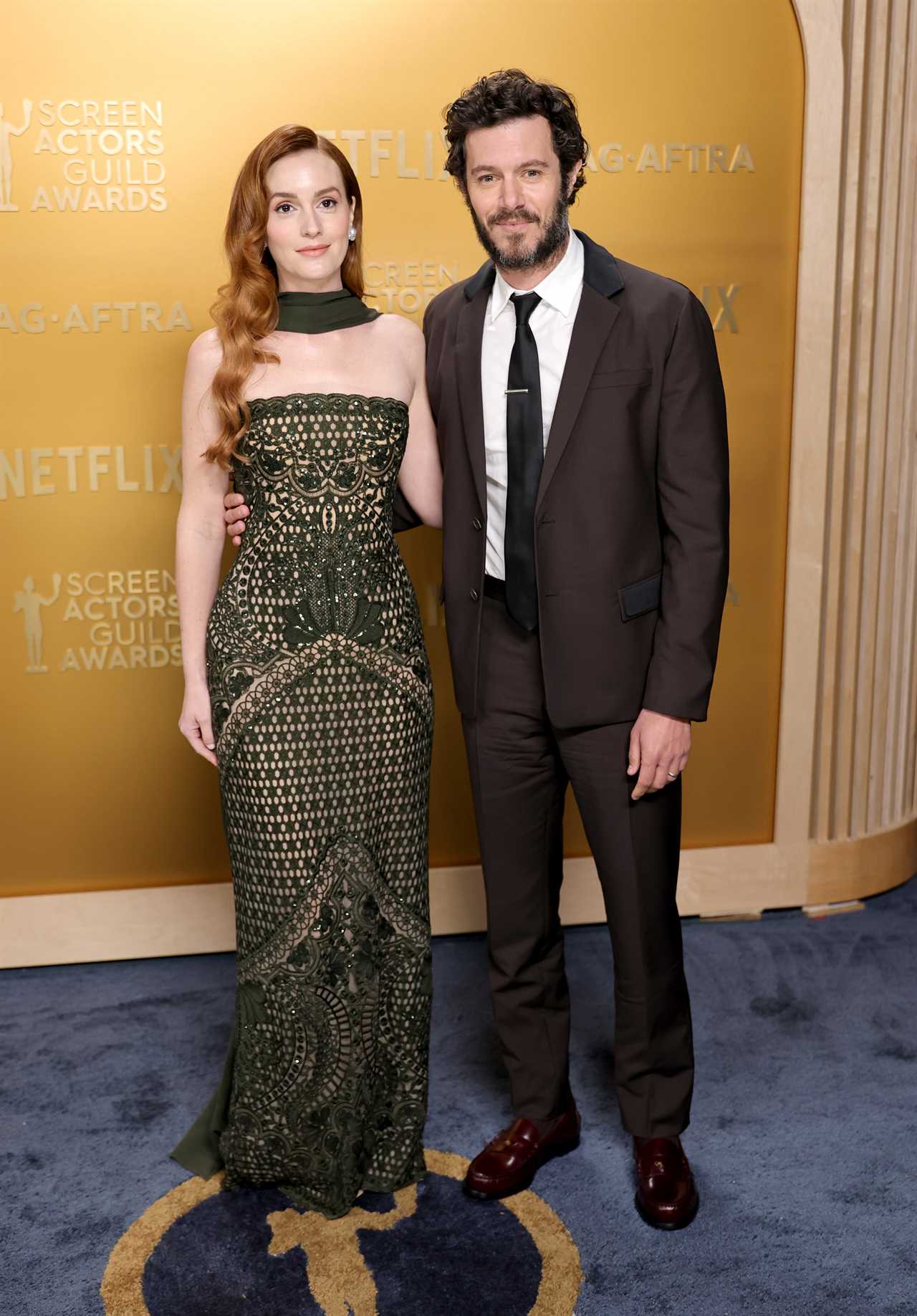 Leighton Meester and Adam Brody attend the 31st Annual Screen Actors Guild Awards at Shrine Auditorium and Expo Hall on February 23, 2025 in Los Angeles, California.