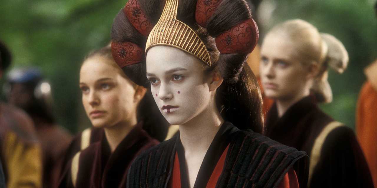 Natalie Portman and Keira Knightley as Padme and Sabe in Star Wars: The Phantom Menace