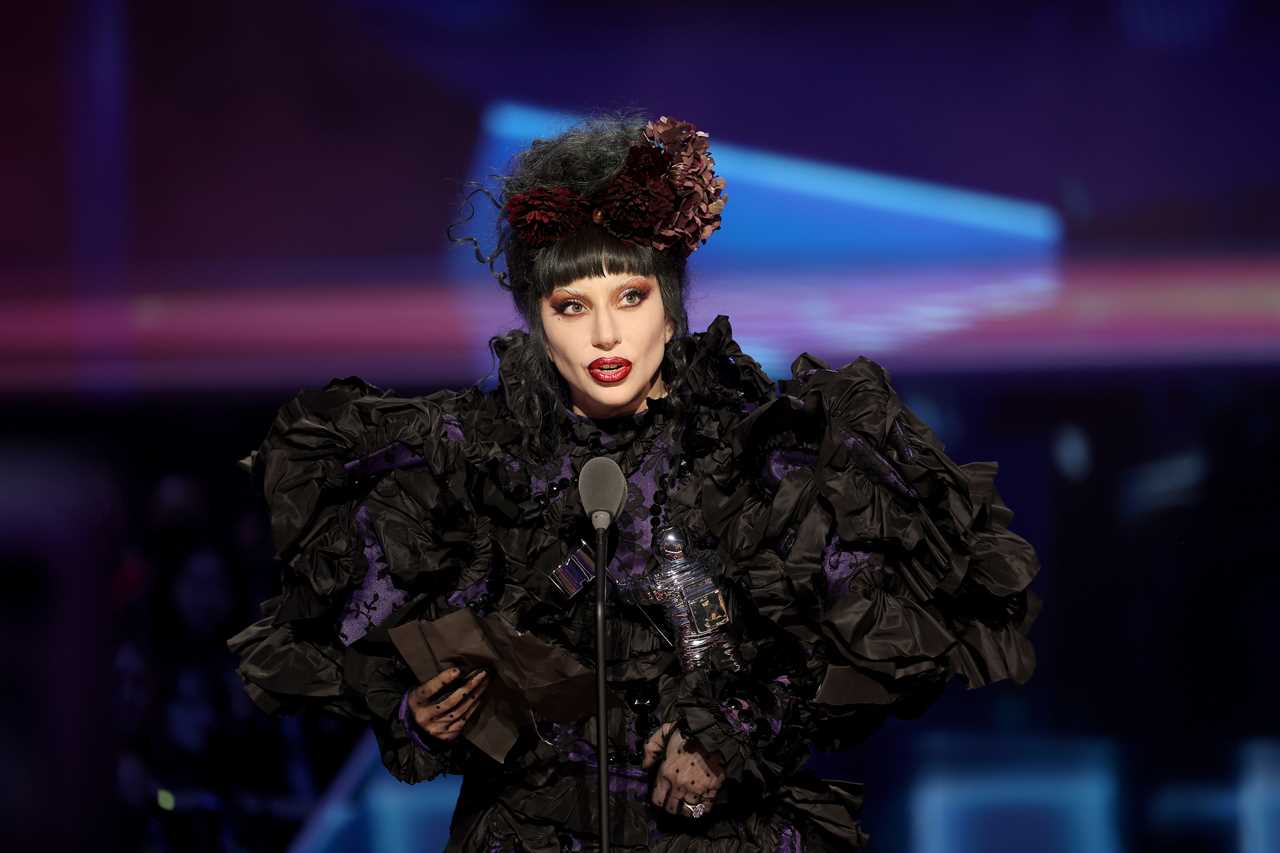 Lady Gaga accepts the Artist of the Year award onstage during the 2025 MTV Video Music Awards