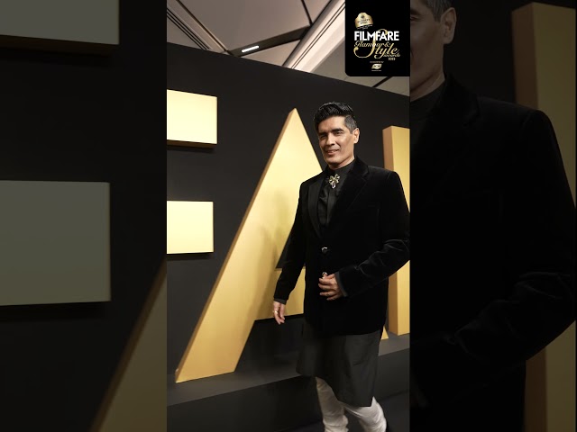 Manish Malhotra commanding the carpet in black at the Filmfare Glamour and Style Awards 2025 