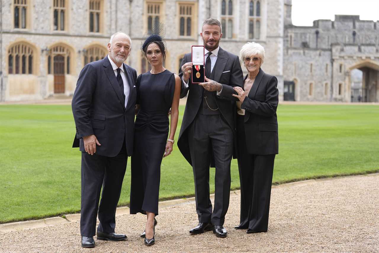 Sir David Beckham, Lady Victoria Beckham, parents Ted and Sandra Beckham