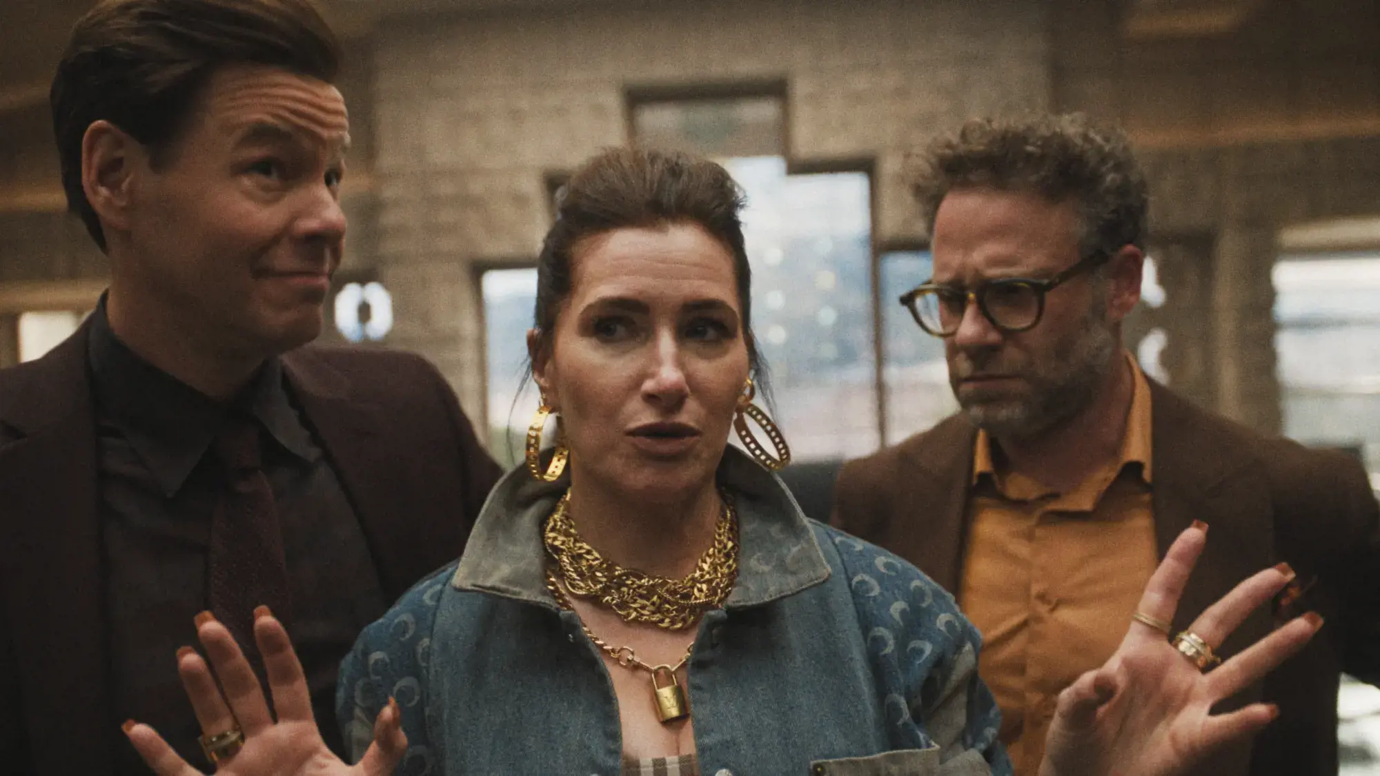 Ike Barinholtz, Katherine Hahn and Seth Rogen in The Studio