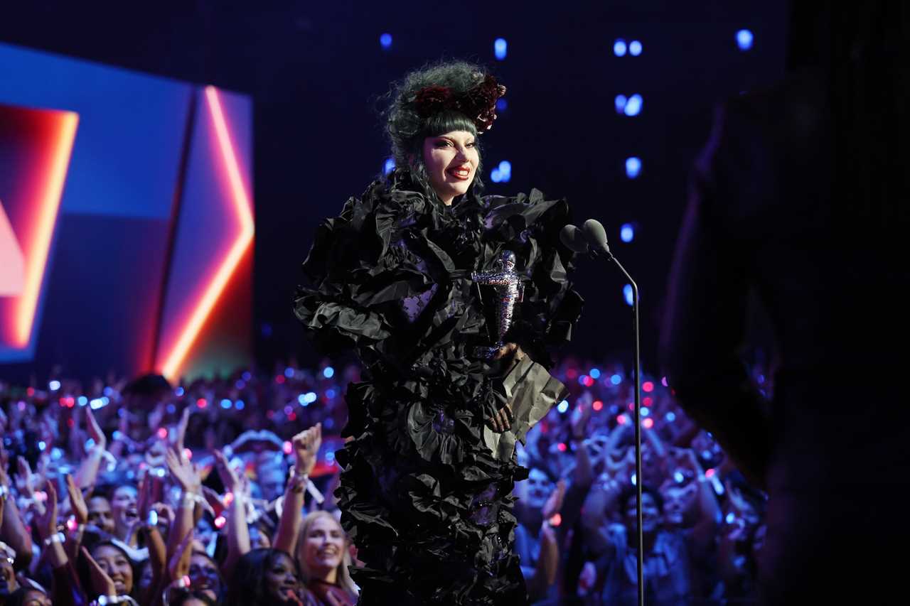Lady Gaga Beams In From Mayhem Ball to Perform at 2025 MTV VMAs GettyImages-2234212326