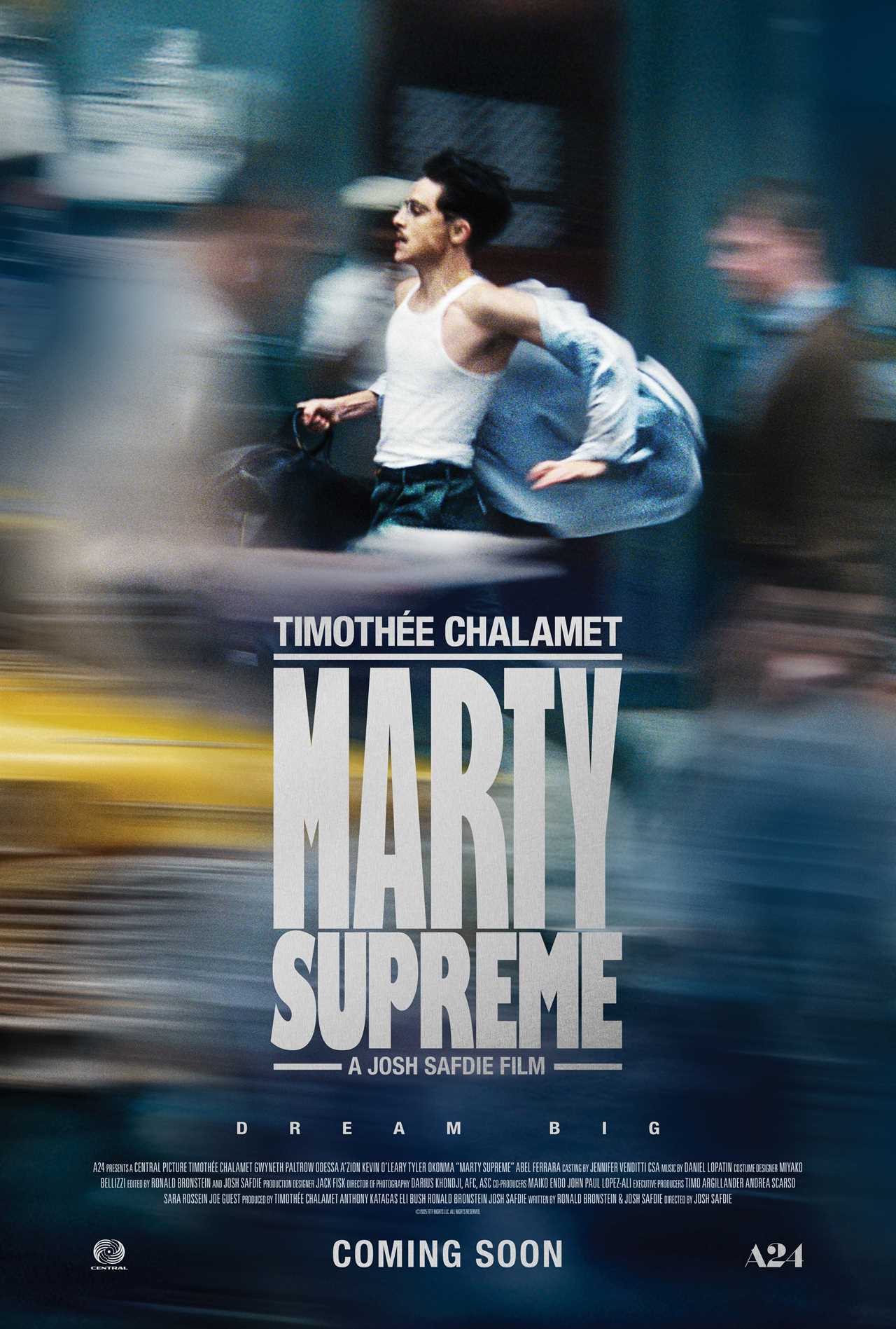 Marty Supreme poster starring Timothee Chalamet
