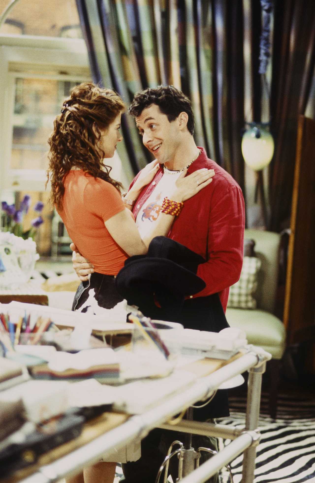 WILL & GRACE  Debra Messing as Grace Adler, Corey Parker as Josh 