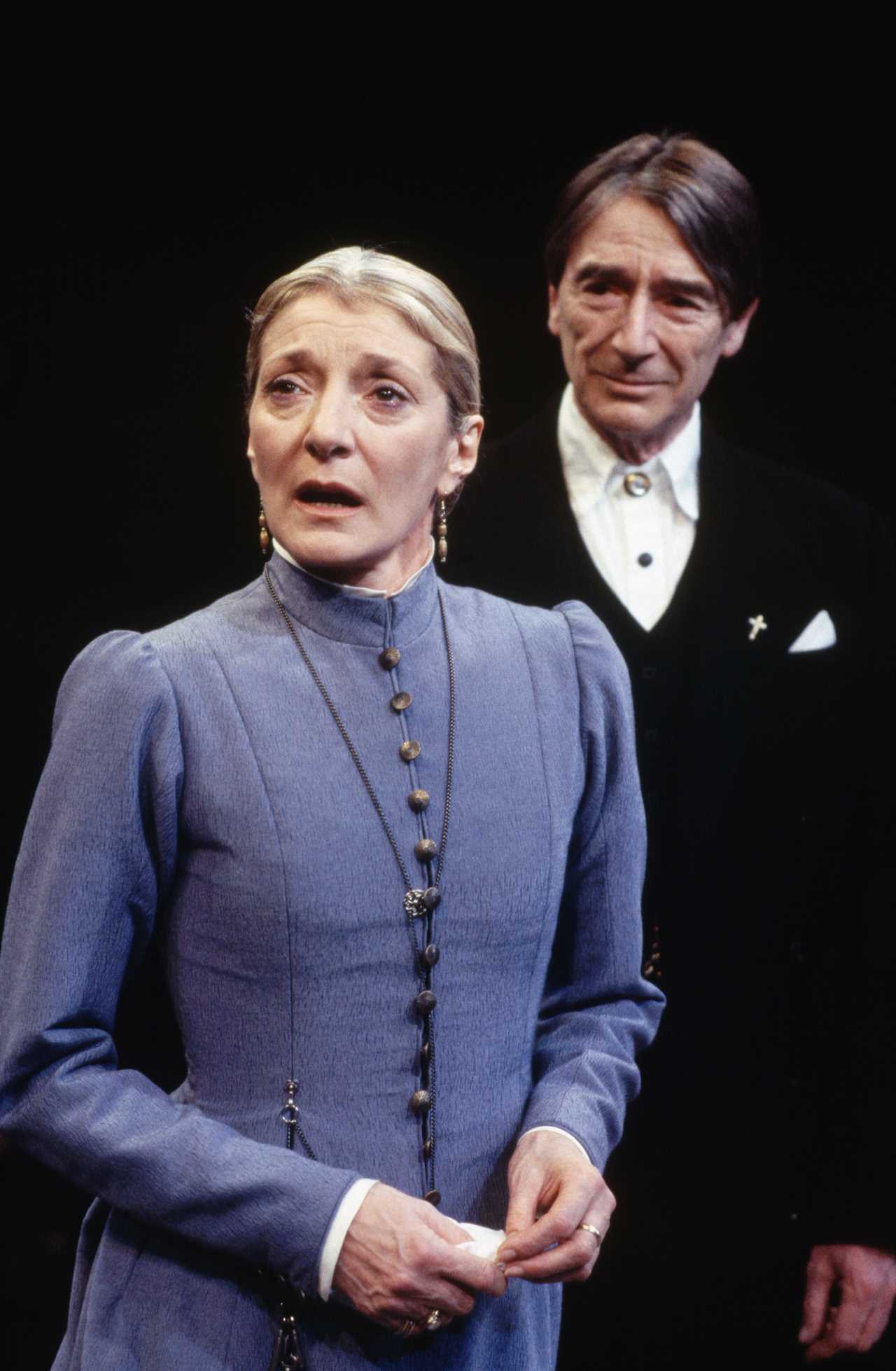 Jane Lapotaire and Simon Russell Beale appear in a Royal Shakespeare Company production of "Ghosts". (Photo by robbie jack/Corbis via Getty Images)