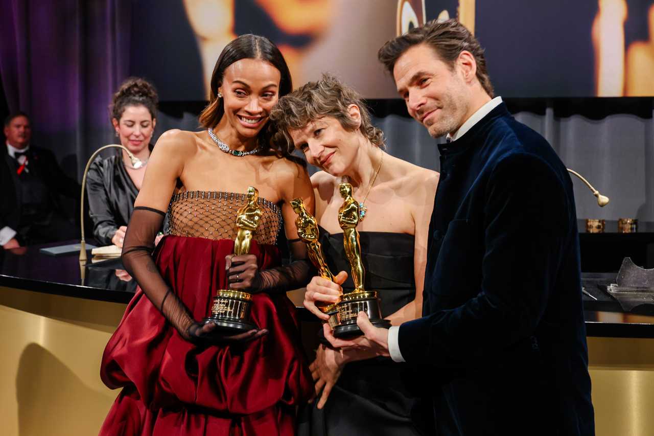 Zoe Saldana, Camille and Clément Ducol at the 2025 Governor's Ball.