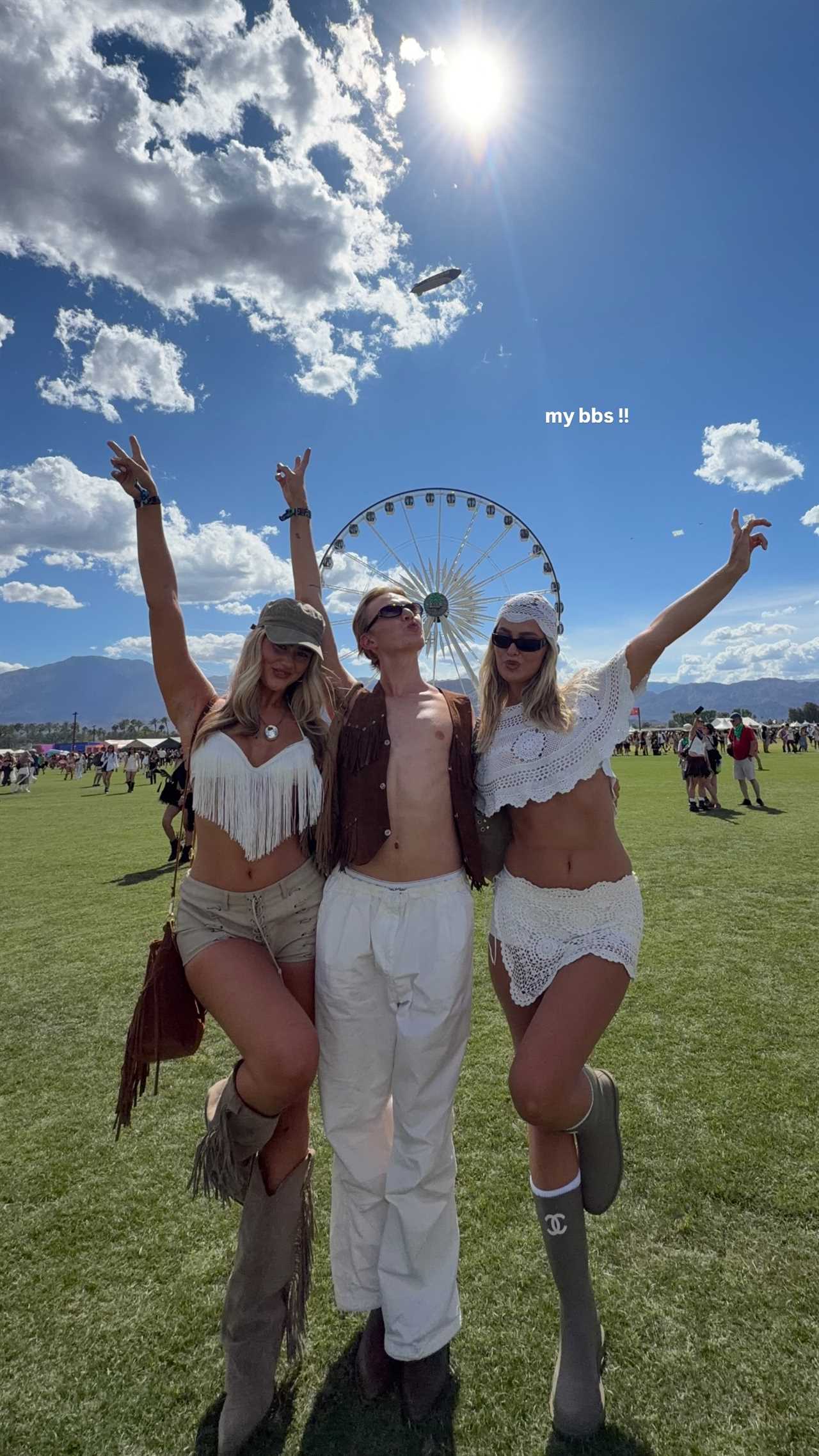Sophia Begg (SophaDopha), Karla Poot and Bailey White at Coachella, Saturday, April 11 2026