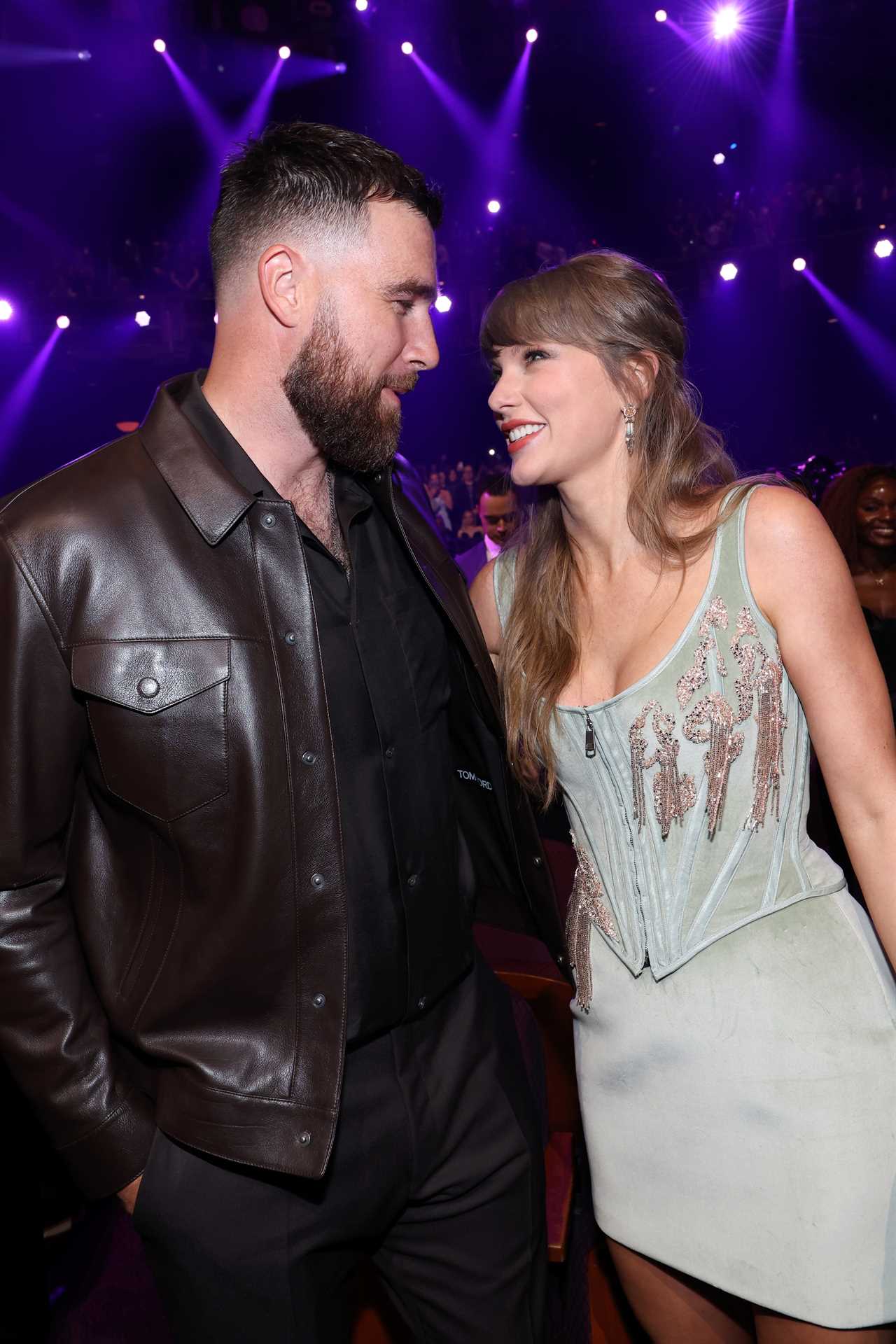 LOS ANGELES, CALIFORNIA - MARCH 26: (FOR EDITORIAL USE ONLY) (L-R) Travis Kelce and Taylor Swift attend the 2026 iHeartRadio Music Awards at Dolby Theatre on March 26, 2026 in Los Angeles, California. (Photo by Kevin Mazur/Kevin Mazur/Getty Images for iHeartRadio)