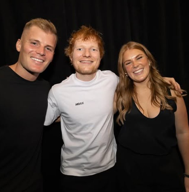 Jackson with Brooke and singer Ed Sheeran.