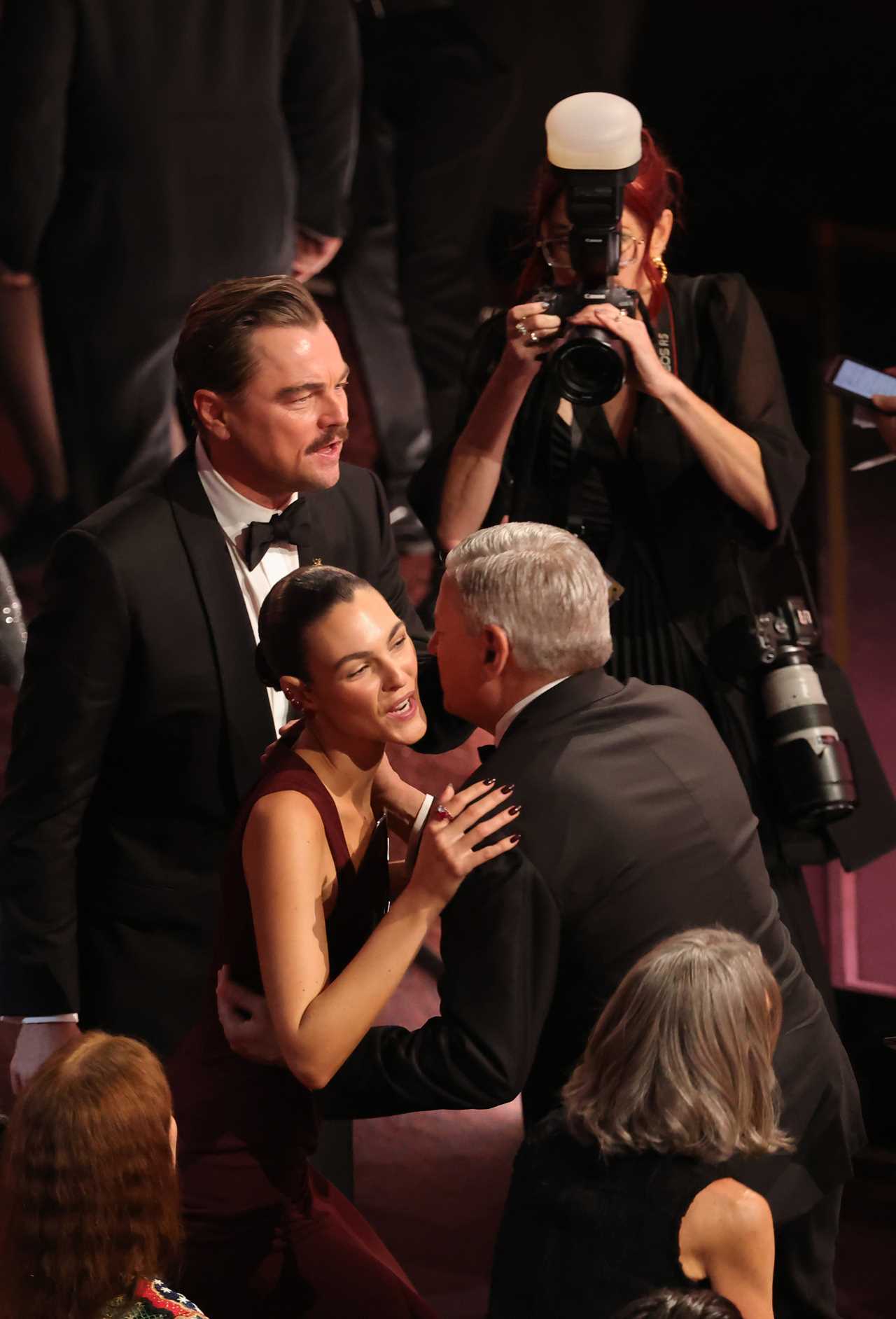 HOLLYWOOD, CALIFORNIA - MARCH 15: (L-R) Leonardo DiCaprio and Vittoria Ceretti attend the 98th Oscars at Dolby Theatre on March 15, 2026 in Hollywood, California. (Photo by Kevin Winter/Getty Images)