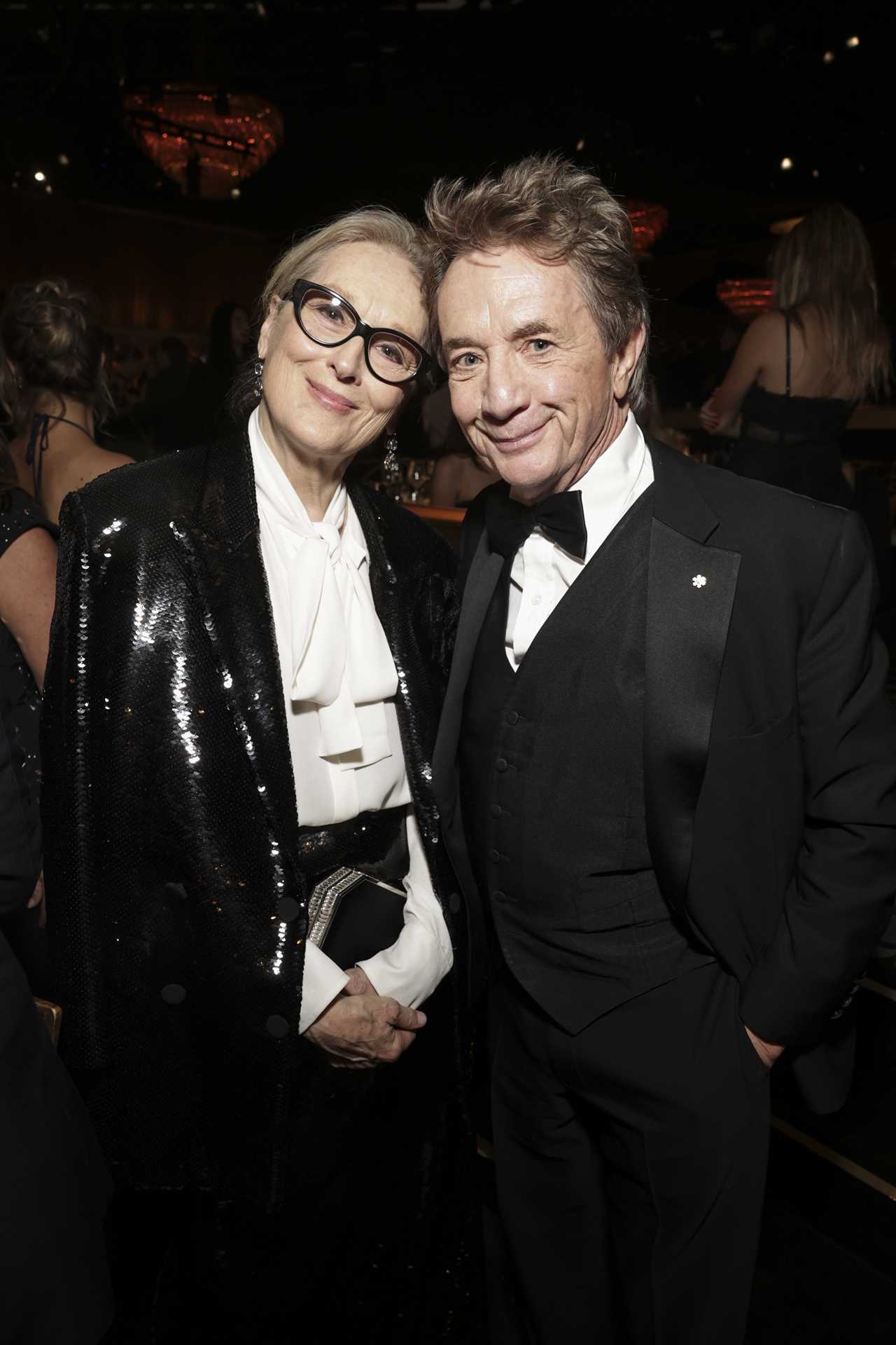 Meryl Streep and Martin Short at the Golden Globe Awards on January 7, 2024.