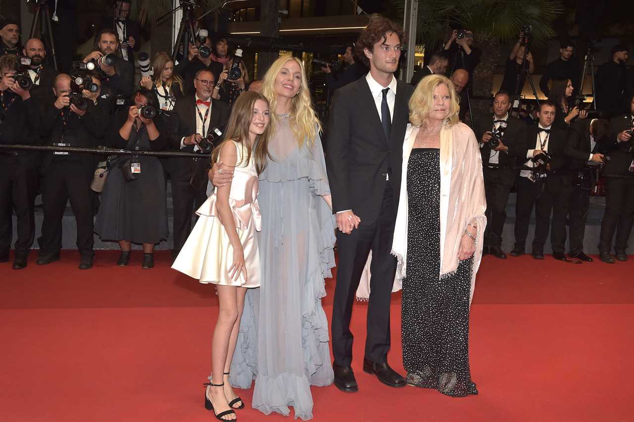 Sienna Miller with daughter Marlowe Sturridge, Oli Green and her mother Josephine Miller at Cannes Film Festival 2024. 