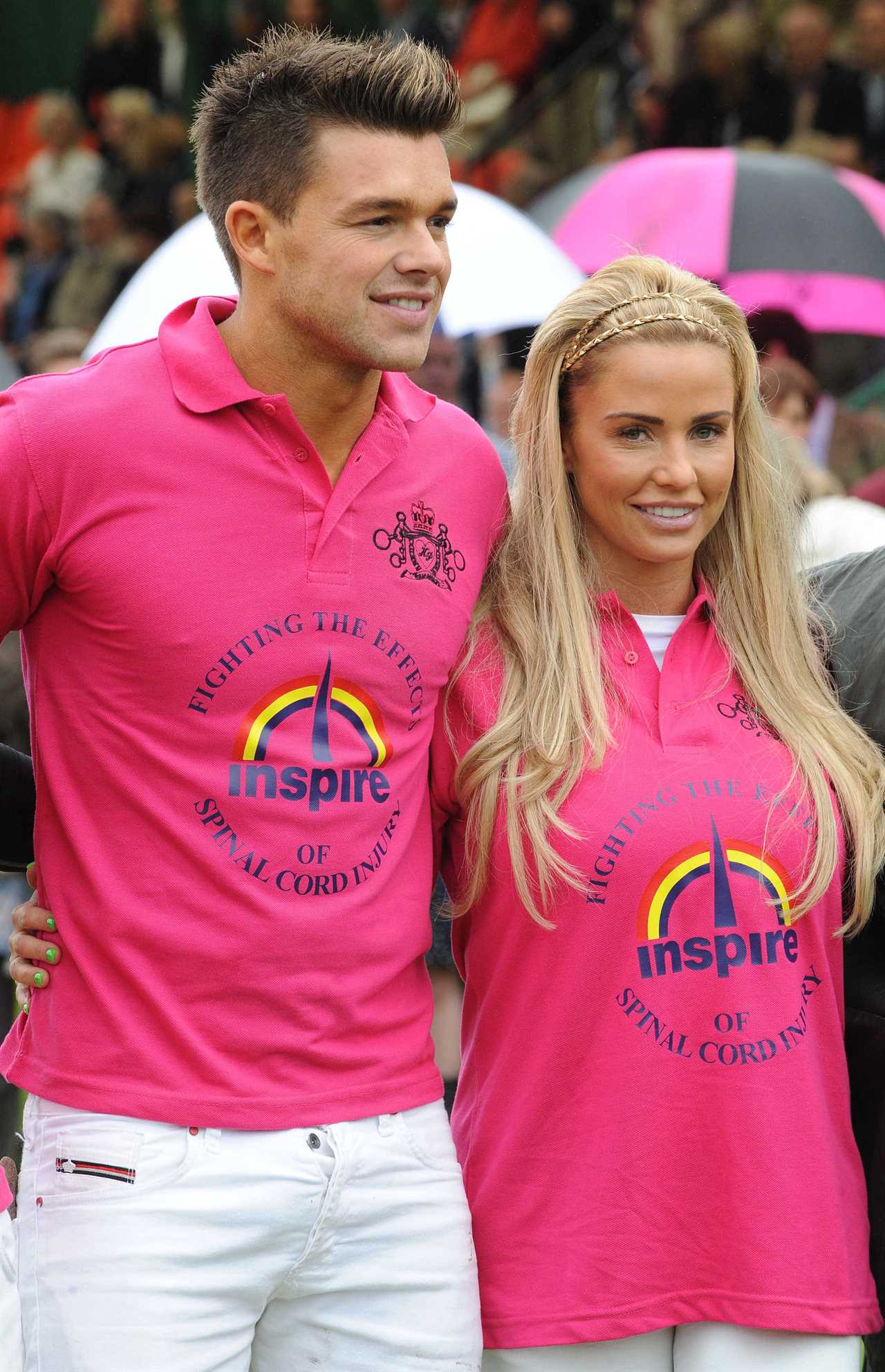 TIDWORTH, UNITED KINGDOM - JULY 14: Leandro Penna and Katie Price pose for photographs after the Rundle Cup at Tidworth Polo Club on July 14, 2012 in Tidworth, Wiltshire. (Photo by Stuart Wilson/Getty Images)