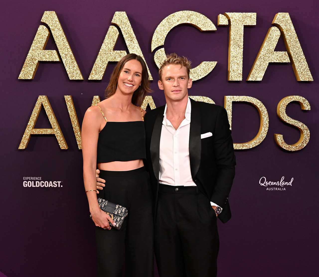 Emma McKeon and Cody Simpson at the 2025 AACTA Awards on February 7, 2025 in Gold Coast, Australia.