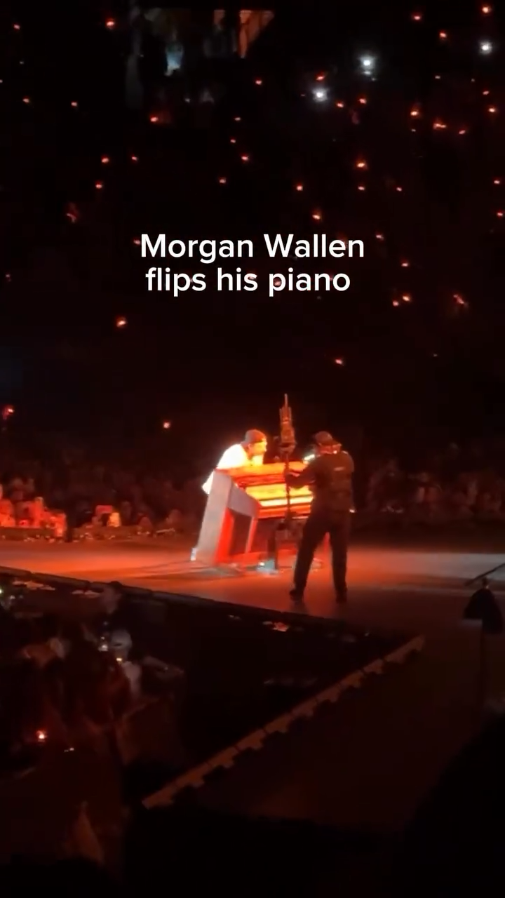 Controversial country star Morgan Wallen flips piano on stage