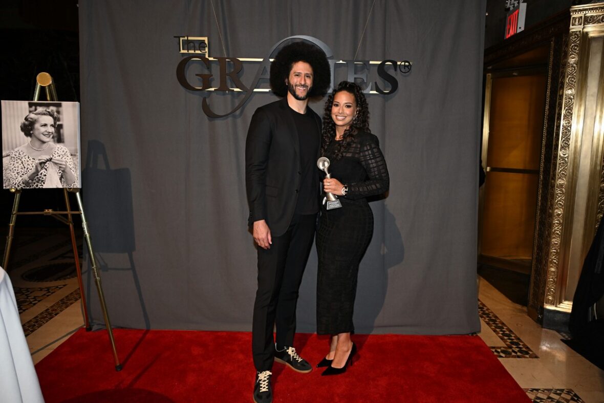 Colin Kaepernick and wife Nessa attend Gracie Awards luncheon in New York to support her award win
