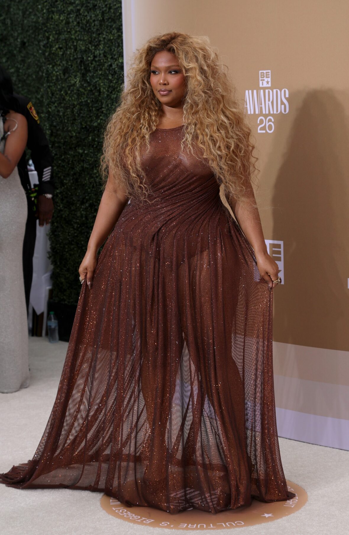 Lizzo arrives at the BET Awards
