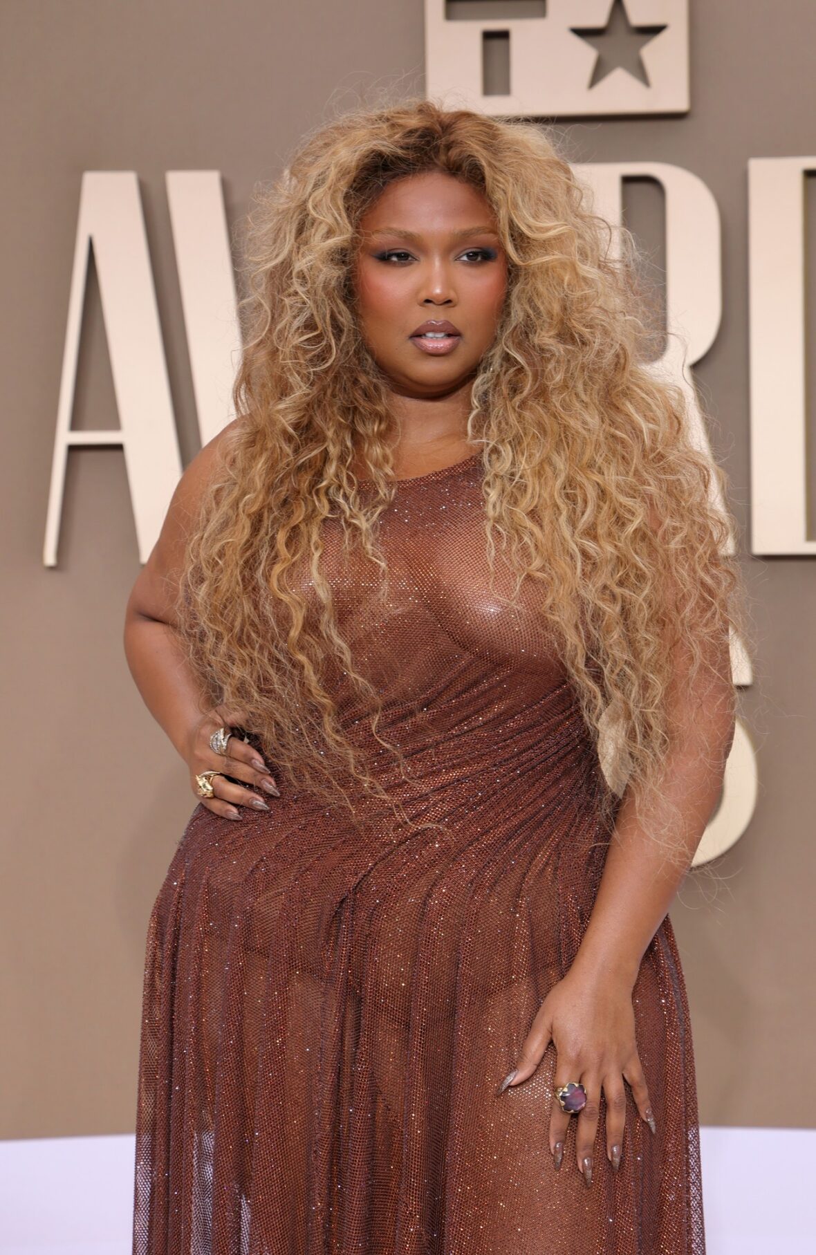 Lizzo arrives at the BET Awards